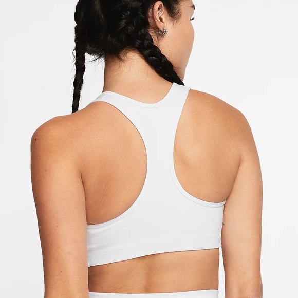 Nike Dri-FIT Swoosh Women's Medium-Support Sports Bra White - Picture 2 of 7